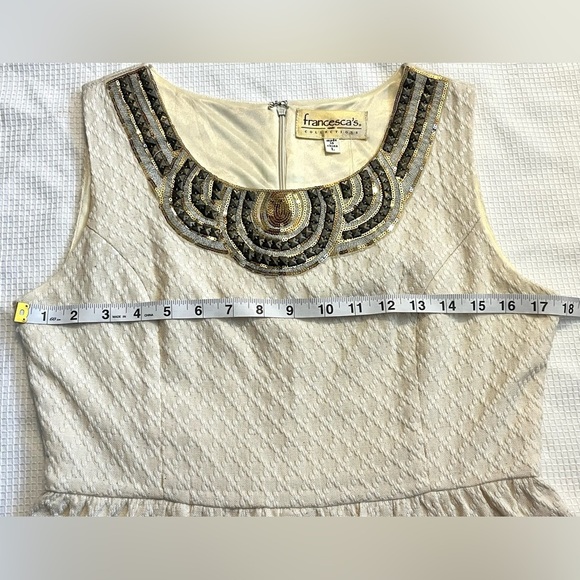 Francesca’s Collections Embellished Polyester Blend Cream Mini Dress Large NWT - Picture 9 of 16